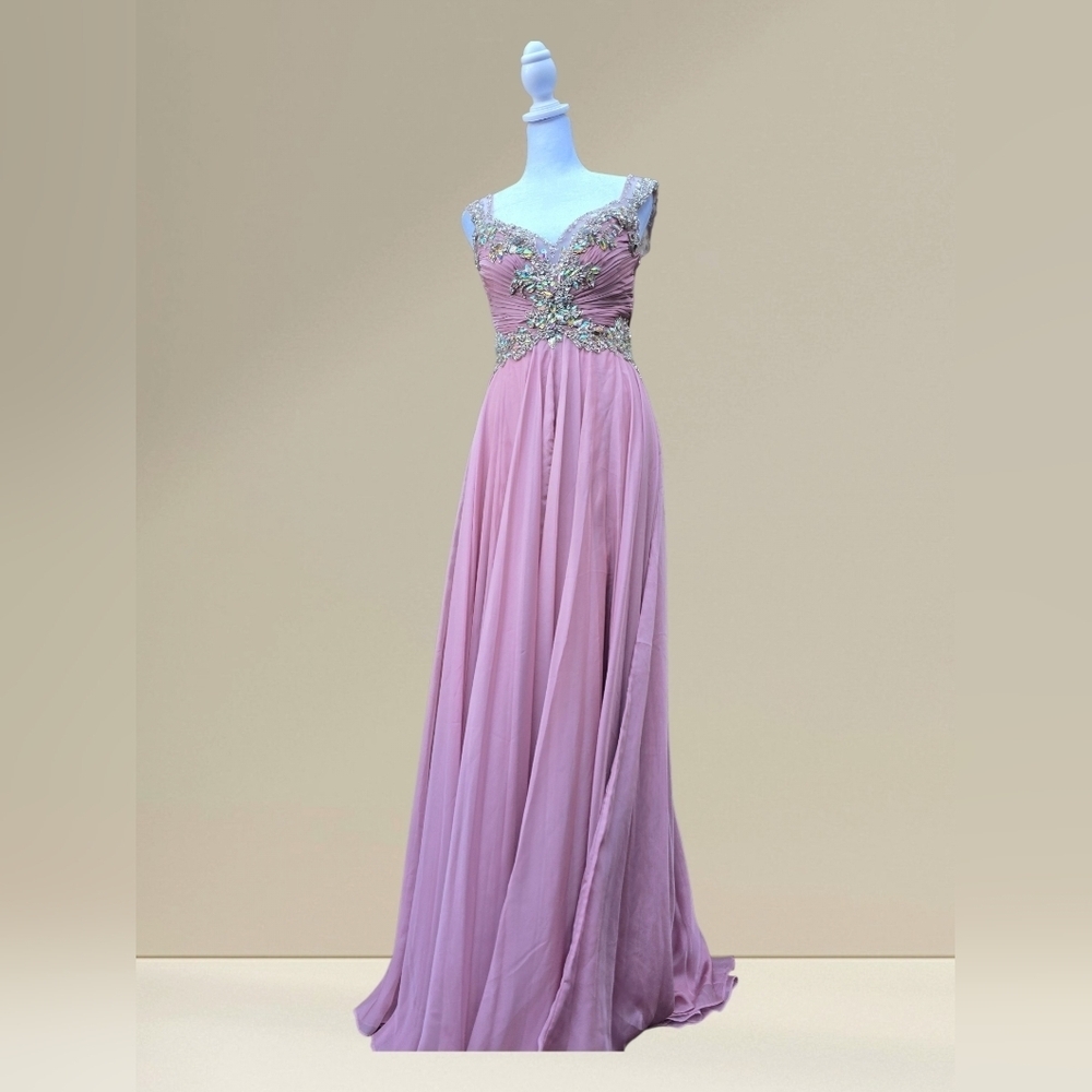 Beaded Sweetheart Pink Maxi Dress